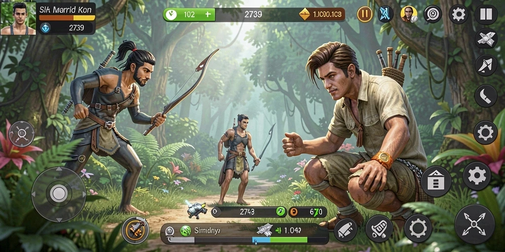 Screenshot utama menampilkan karakter dalam gameplay Simulation yang interaktif.