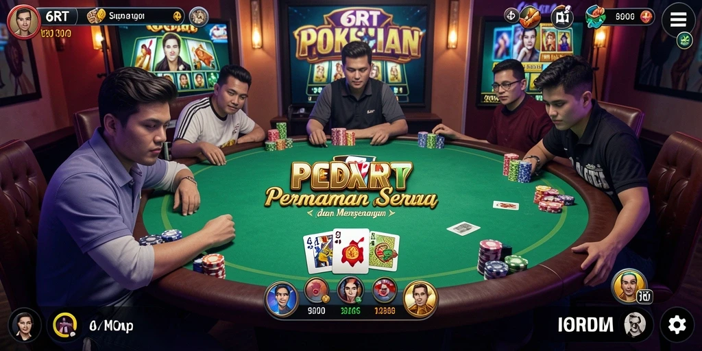 Tampilan gameplay seru game Poker 6RT dengan berbagai fitur menarik.