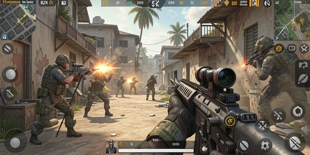 Tampilan gameplay <strong>8ZK</strong> yang intens dan mendebarkan.