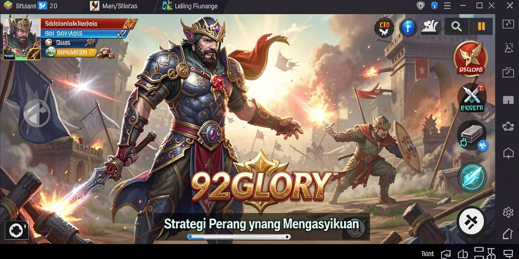 Gameplay seru dalam 92GLORY yang menampilkan strategi perang.