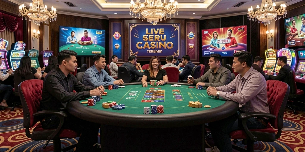 Tampilan gameplay yang mendebarkan dengan dealer langsung yang interaktif.