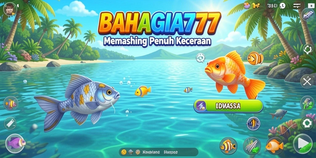 Tampilan gameplay BAHAGIA777 dengan aksi memancing yang seru.