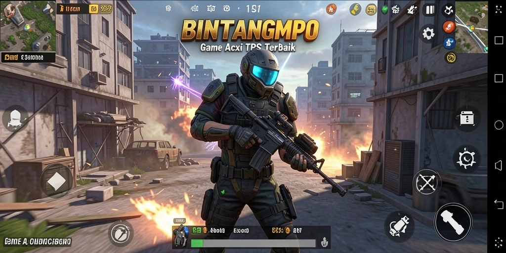 Menampilkan aksi seru di game TPS BINTANGMPO.