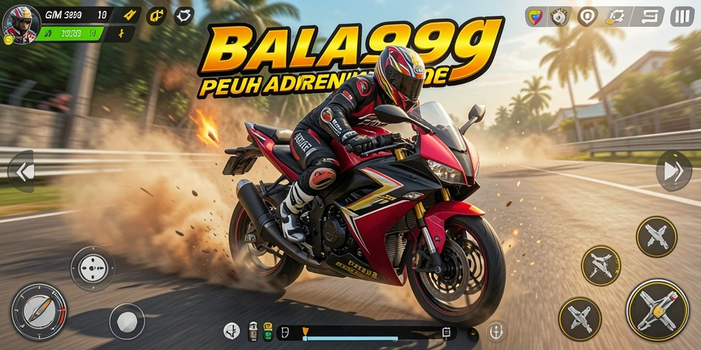 Tampilan menegangkan saat bermain GIM999 dengan motor balap.
