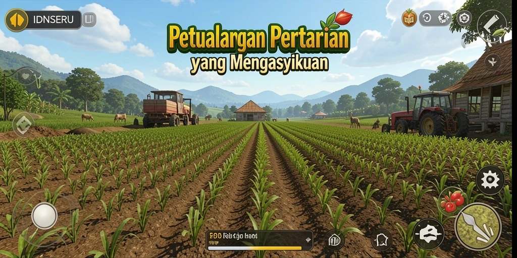 Tangkapan layar IDNSERU menampilkan gameplay bertani yang seru dan interaktif.