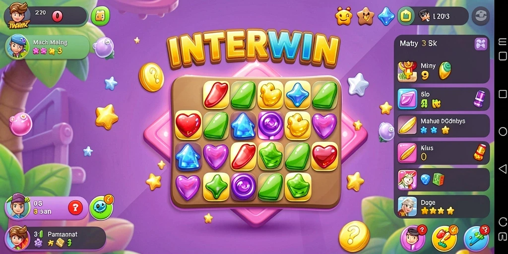 Screenshot gameplay INTERWIN yang menampilkan keseruan mencocokkan elemen.