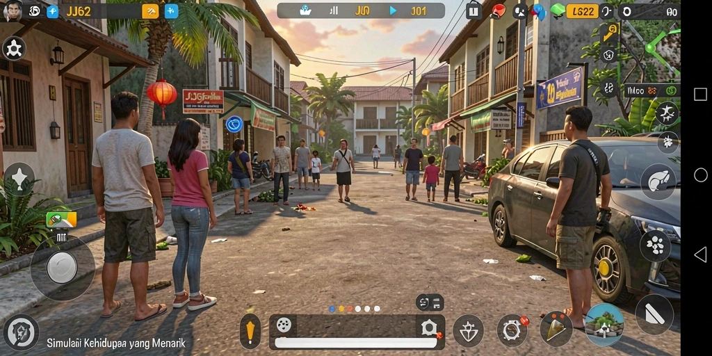 Tampilan gameplay menarik dari JJ62 yang menunjukkan simulasi kehidupan.