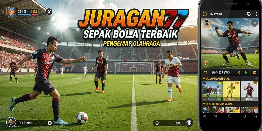 Tangkapan layar JURAGAN77 menampilkan aksi seru di lapangan sepak bola.