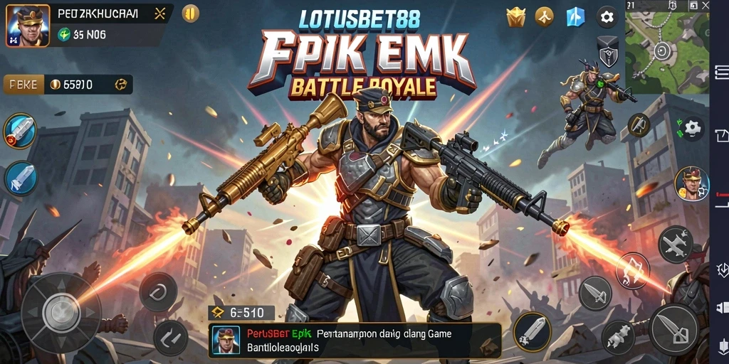 Gameplay LOTUSBET88 menampilkan pertarungan intens di arena Battle Royale.