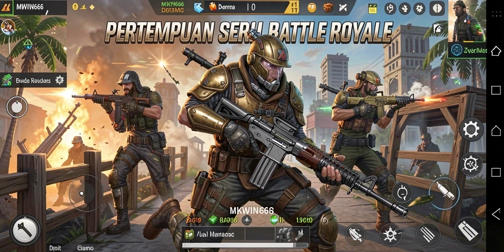 Screenshot gameplay seru di MKWIN666 dengan pertempuran intens.