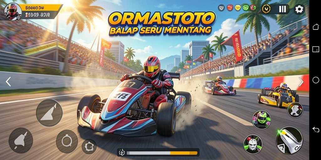 Tampilan gameplay balapan yang mendebarkan dan penuh aksi.