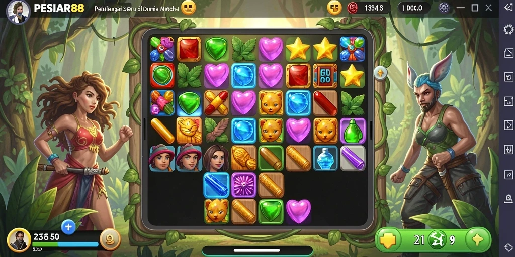 Tangkapan layar PESIAR88 menampilkan momen seru gameplay Match-3.
