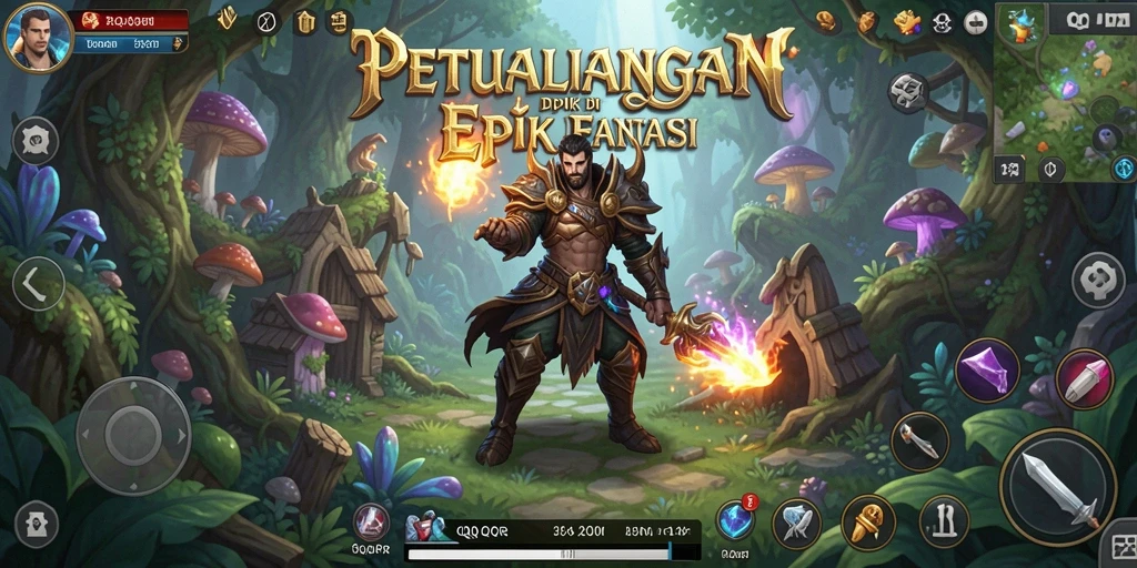 Tampilan gameplay QQRP menampilkan pertarungan epik dan eksplorasi dunia yang luas.