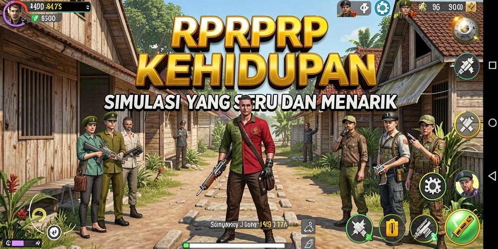 Tampilan layar dari gameplay RPRPRP dalam simulasi kehidupan.