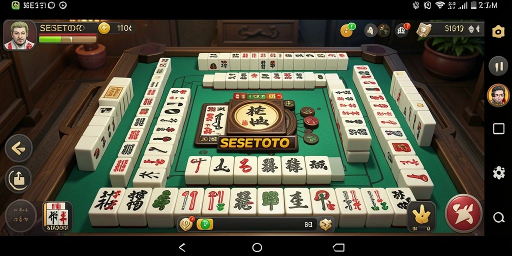 Screenshot gameplay SESETOTO menunjukkan aksi Mahjong yang mendebarkan.