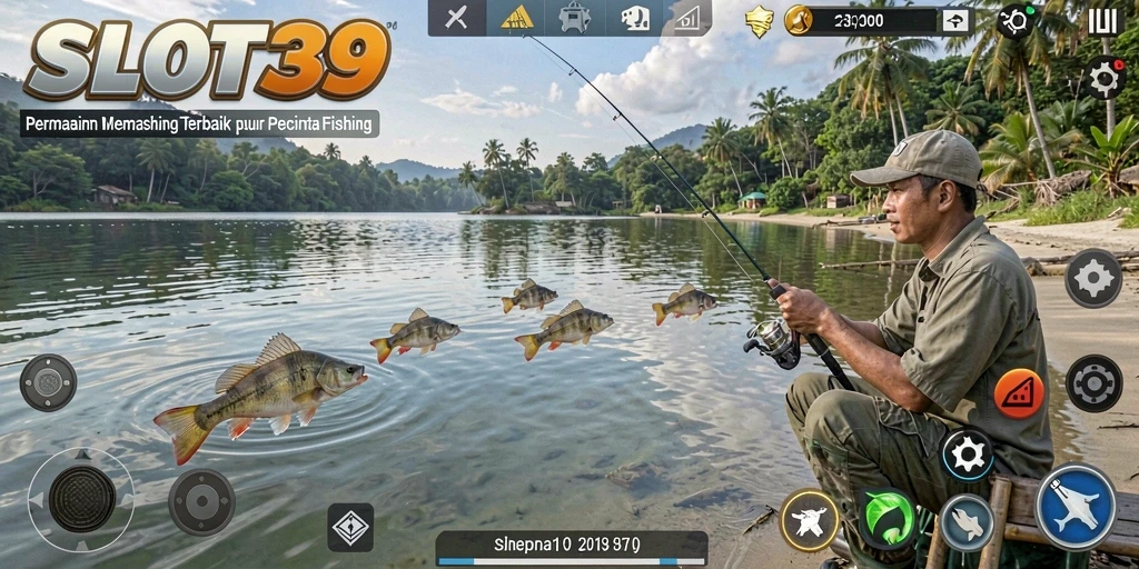 Screenshot utama SLOT39 menampilkan aksi memancing yang seru.