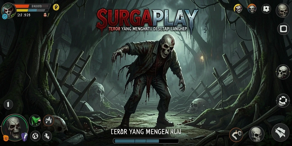 Tampilan gameplay SURGAPLAY dengan suasana Horror yang mencekam.