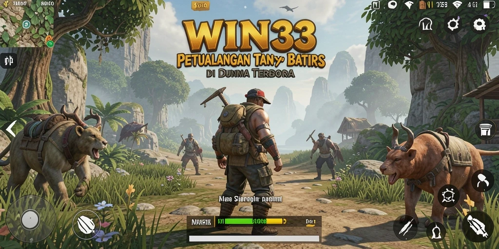 Screenshot gameplay dari WIN33 menampilkan petualangan dalam dunia terbuka.